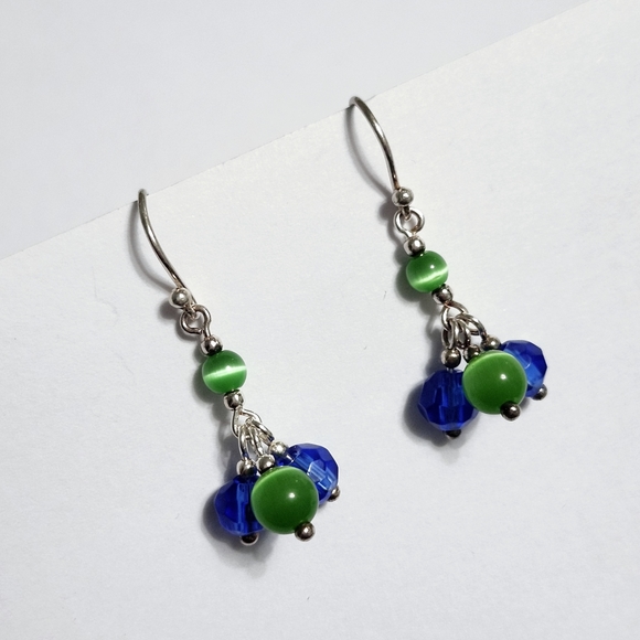 Sterling silver dangle earrings 1.5" - Picture 4 of 8